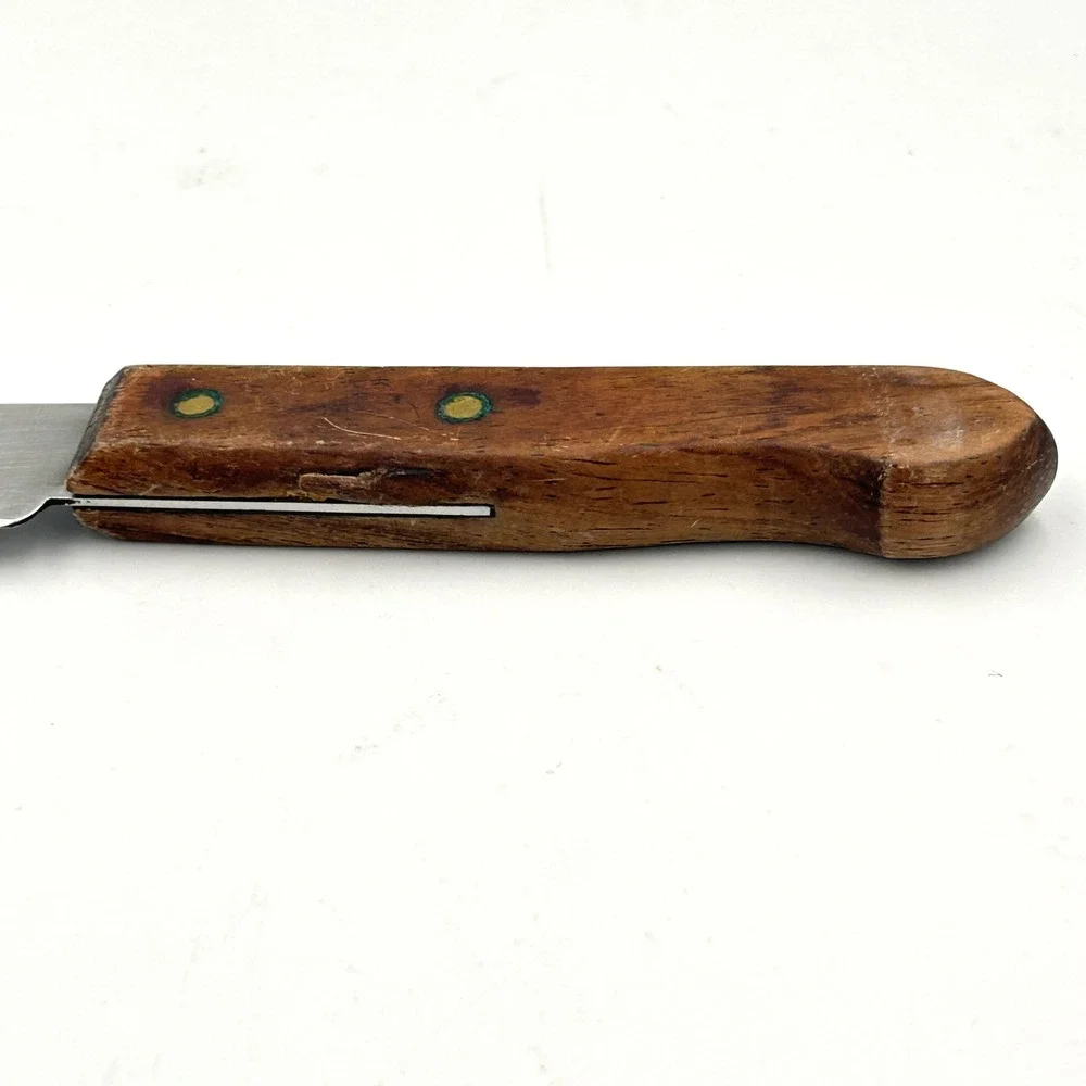 Vintage 1970s‎ Ekco Eterna Slicer Knife Stainless Steel USA Wood Handle 12.5